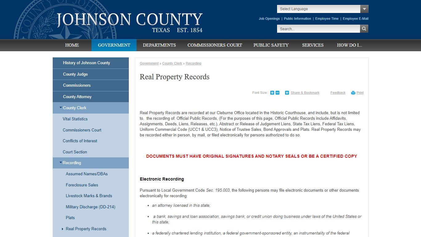 Real Property Records | Johnson County, TX